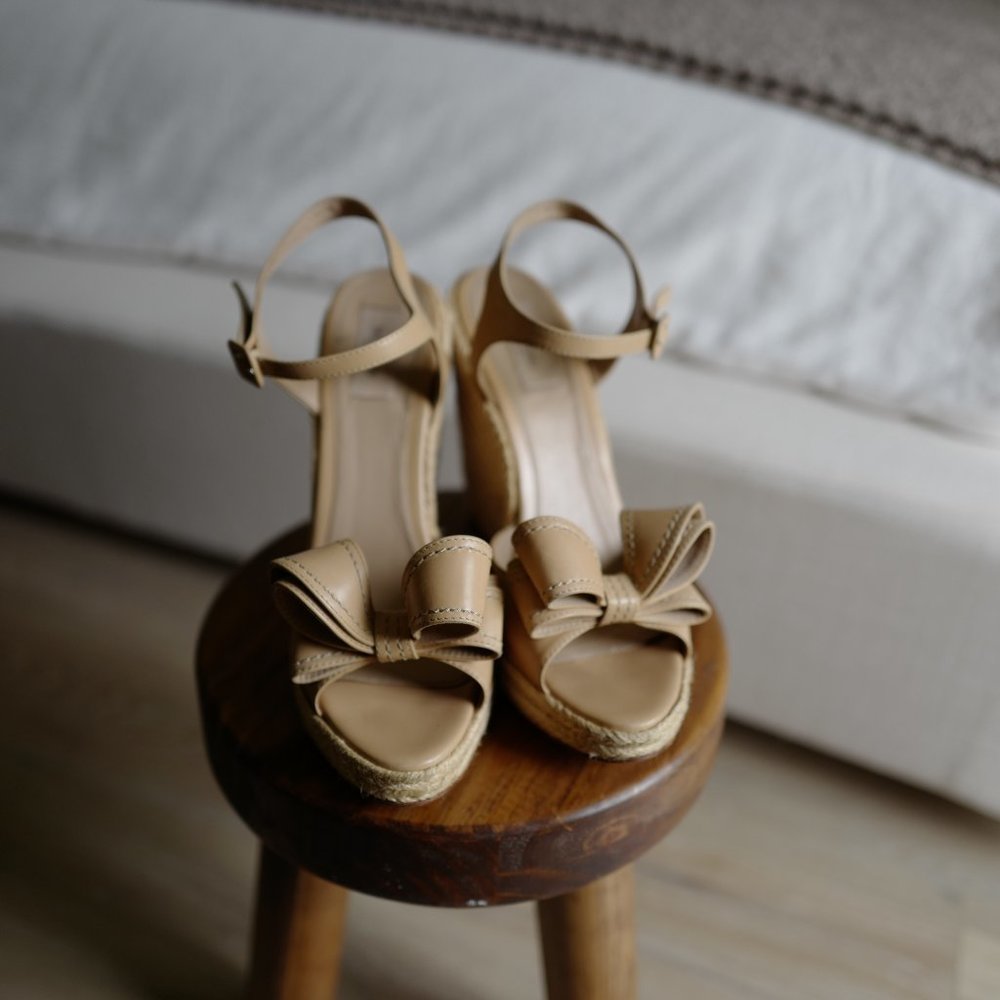Valentino Nude Wedge Bow Heels